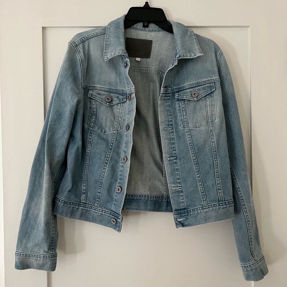 AG womens denim light wash jacket size L
